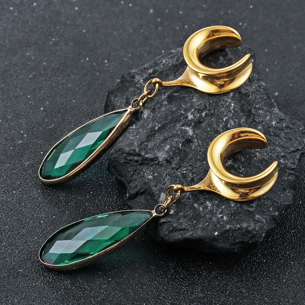 Green Crystal Stone Ear Dangle - Image 3