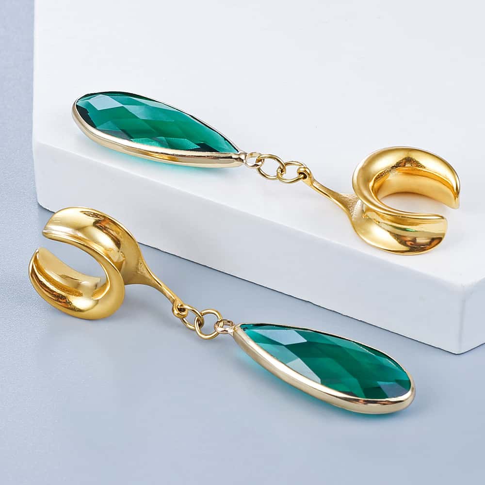 Green Crystal Stone Ear Dangle - Image 4