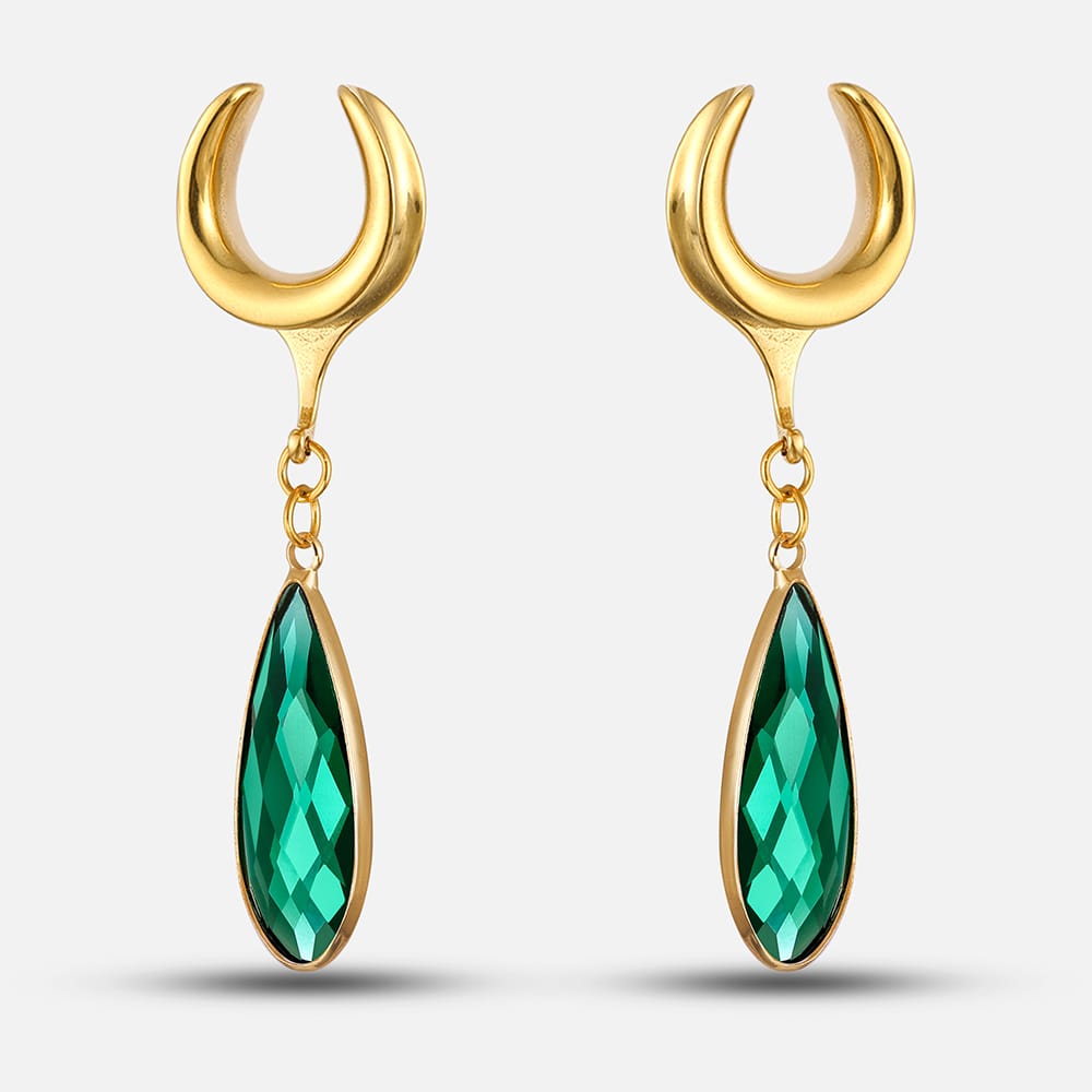Green Crystal Stone Ear Dangle