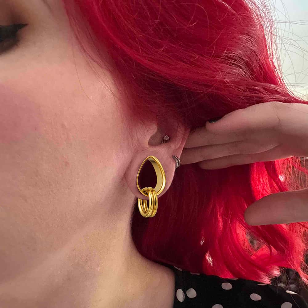 Ear Tunnels with 2 Smooth Loop Rings - Image 2