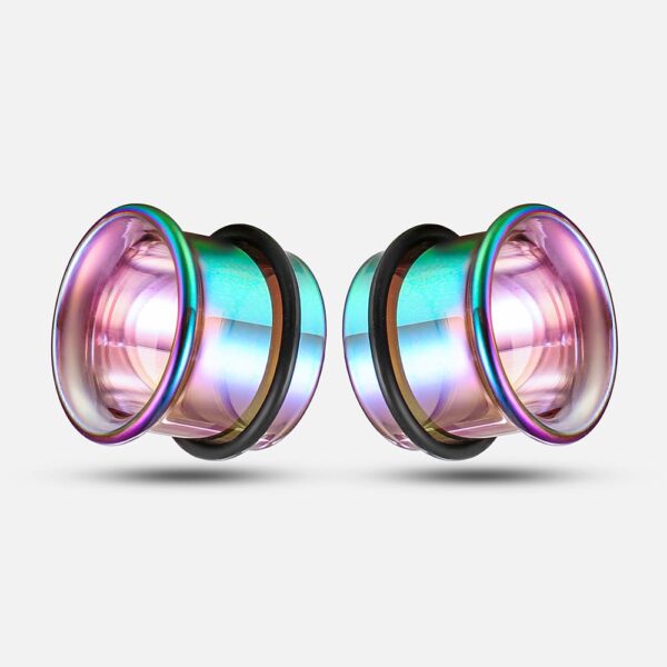 Rainbow Pyrex Glass Ear Gauges