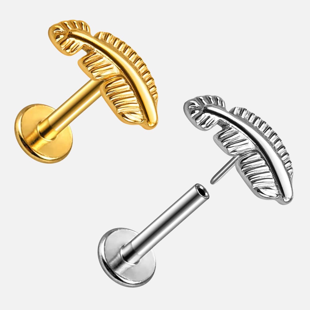 Feather Threadless Flat Back Labret