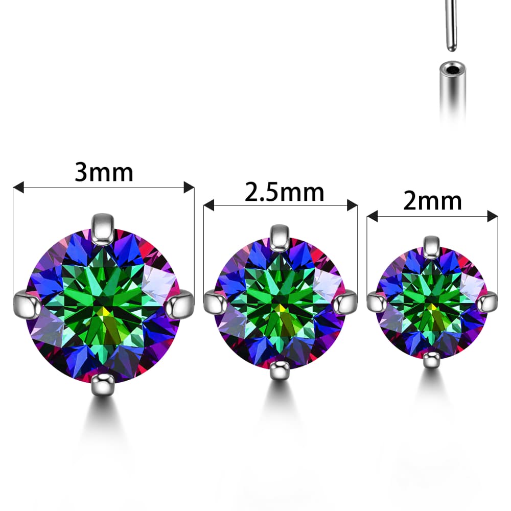 Rainbow CZ Threadless Labret Stud - Image 6