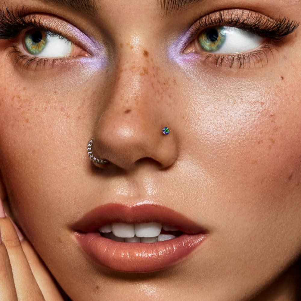 Rainbow CZ Threadless Labret Stud - Image 4