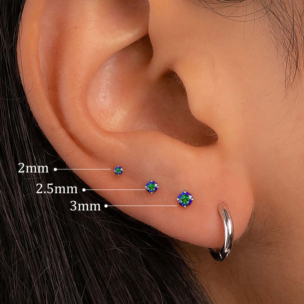 Rainbow CZ Threadless Labret Stud - Image 2