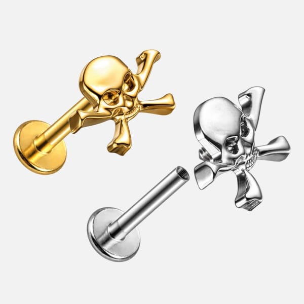 Skull Internal Thread Flat Back Labret Studs